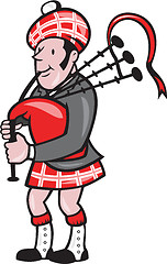 Image showing Scotsman Bagpiper Bagpipes Cartoon