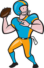 Image showing American Football Quarterback QB Throwing Cartoon