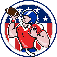 Image showing Football Quarterback Throwing Circle Cartoon