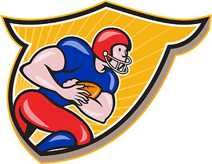 Image showing American Football Running Back Rushing Shield Cartoon