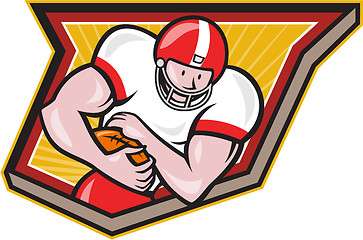 Image showing American Football Running Back Run Shield Cartoon