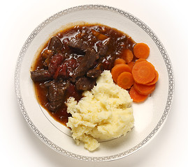 Image showing British beef and tomato stew from above