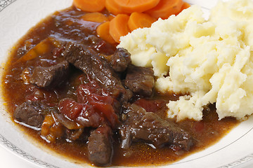 Image showing British beef stew closeup