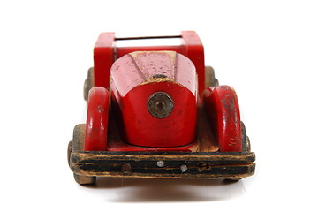 Image showing old red wooden car toy