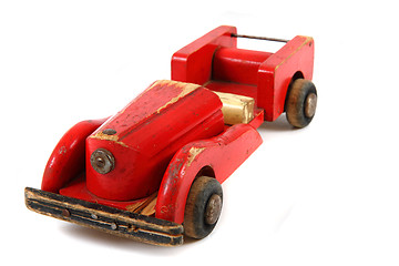 Image showing old red wooden car toy