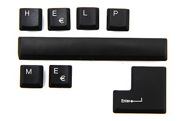 Image showing help me - words from keyboard keys