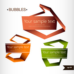 Image showing Abstract origami speech bubble vector backgrounds set.