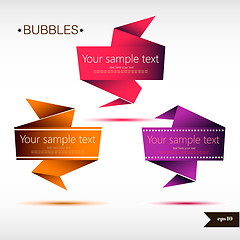 Image showing Abstract origami speech bubble vector backgrounds set.