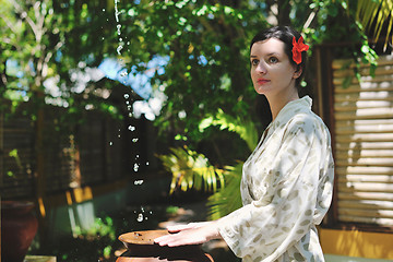 Image showing spa treatment at tropical resort