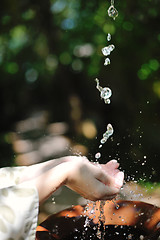 Image showing splashing fresh water on woman hands