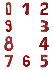 Image showing Red handwritten numbers