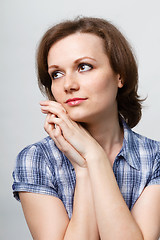 Image showing girl in a plaid shirt