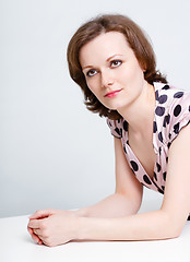 Image showing attractive girl in a polka dot dress