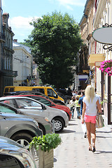 Image showing street in Lvov with parked cars