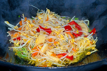 Image showing Chinese wok with chinese vegetables