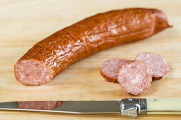 Image showing smoked spicy Polish sausage Kielbasa