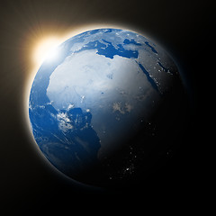 Image showing Sun over Africa on planet Earth