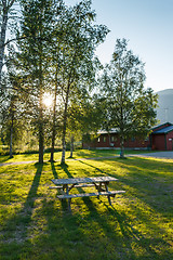 Image showing Sunset in camping