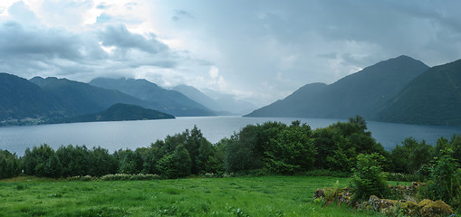 Image showing Fjord in a hazy weather, Norway