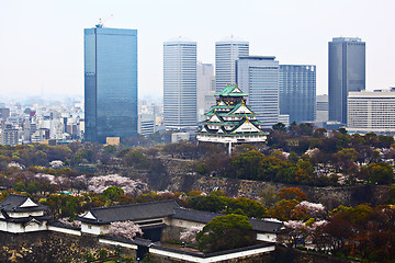 Image showing Osaka cityscape and castle in Japan