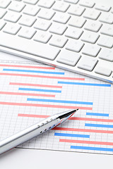 Image showing Project plan gantt charts with computer keyboard