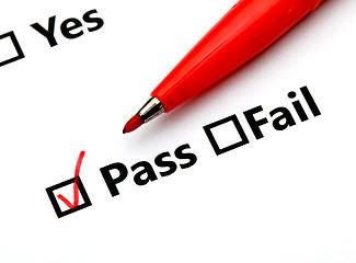 Image showing Pass or Fail checkbox