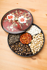 Image showing Chinese snack tray for lunar new year