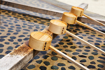 Image showing Traditional purification dipper in Japanese temple