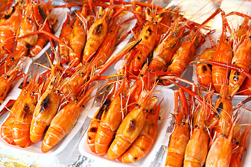 Image showing Roasted shrimp in food market