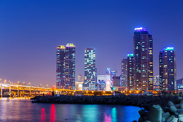 Image showing Busan city at night 