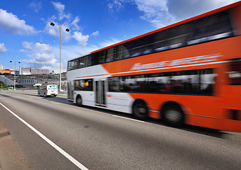 Image showing Fast moving bus on highway