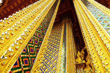 Image showing Golden pillar in thai temple