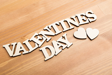 Image showing Wooden letters forming phrase Valentines day 