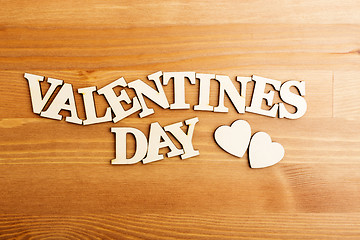 Image showing Valentines day wooden letters