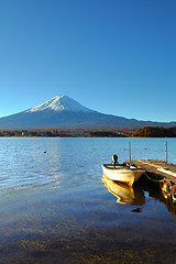 Image showing Mountain Fuji and fishing boat