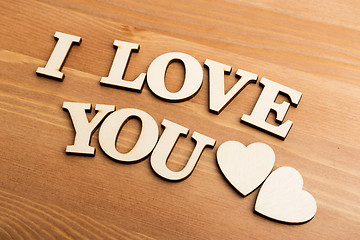 Image showing Vintage wooden letters forming with phrase I Love You