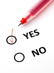 Image showing Yes or No checkbox