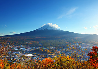 Image showing Mountain fuji and village