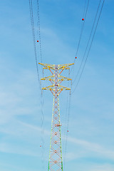 Image showing Power distribution tower cable 