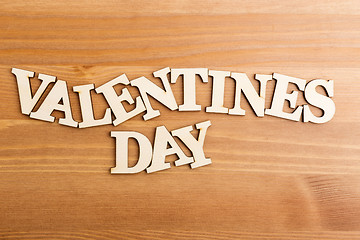 Image showing Wooden letters forming phrase Valentines day