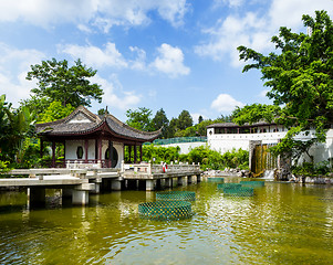 Image showing Chinese architecture in garden