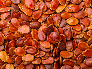 Image showing Red melon seeds background