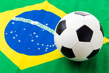 Image showing Brazil flag and soccer ball