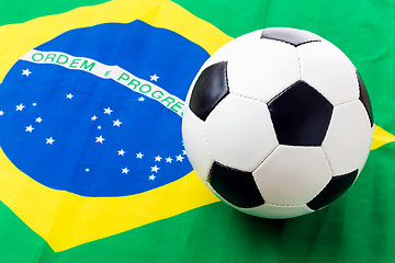 Image showing Brazil Flag and soccer ball