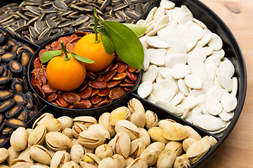 Image showing Lunar new year snack box and citrus fruit 