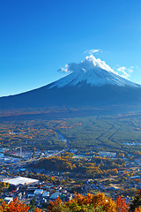 Image showing Mountain Fuji and village