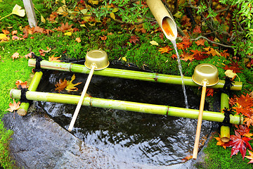 Image showing Water fountain in Japan temple