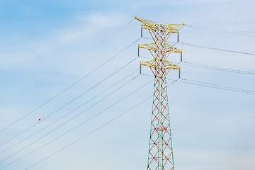 Image showing Power distribution tower cable