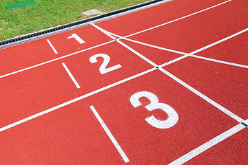 Image showing Athletics stadium running track 