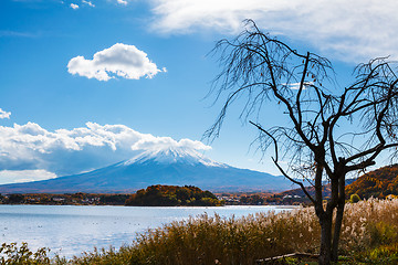 Image showing Mt Fuji view from the lake 